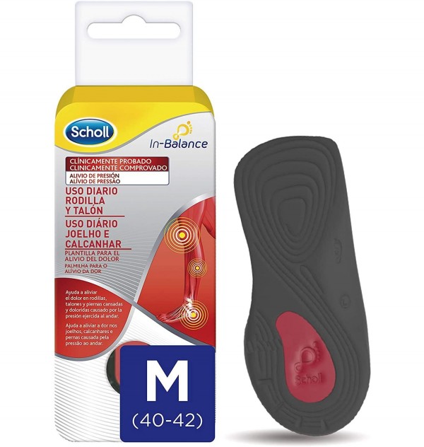 Plantillas Uso Diario Rodilla Y Talon - Scholl In-Balance (Talla M 1 Par)
