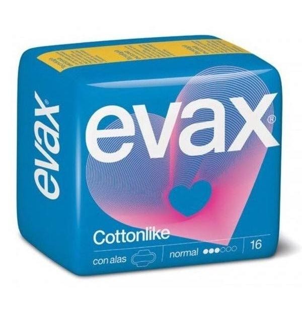Compresas Higienicas Femeninas - Evax Cottonlike (Normal Con Alas 16 Compresas)