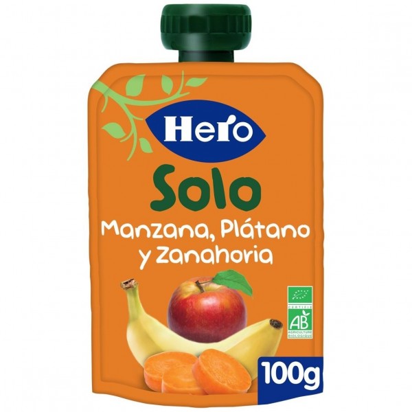 Hero Baby Solo Ecológico Manzana Plátano Y Zanahorias Bolsa 100G