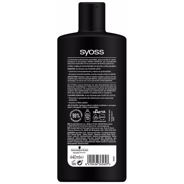 Syoss Keratin Champú Cabello Encrespado Y Seco 440Ml