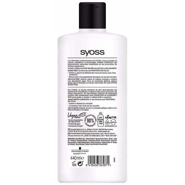Syoss Rizos Pro Acondicionador Cabello Ondas O Rizos 440Ml