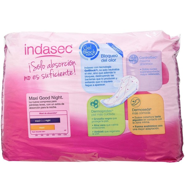Indasec Maxi Compresa Perdidas Leves (Goodnight 12 Absorb)