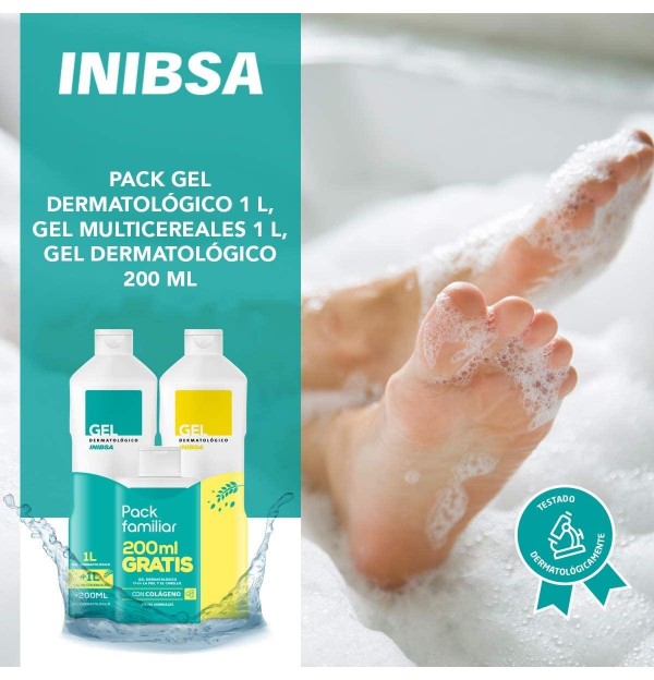 Inibsa Gel Dermatologico + Multicereales (2 Envases 1 L + 1 Envase 200 Ml Pack)