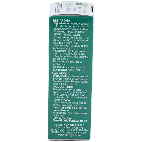 Marnys Aceite Esencial Alimentario De Arbol De Te Bio 15