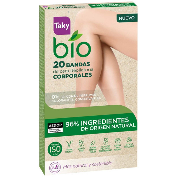 Bio Natural 0% Bandas De Cera Corporales Depilatorias 20 U