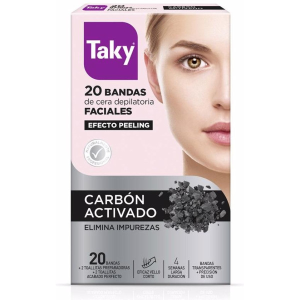 Taky Carbon Activado Bandas Cera Faciales Depilatorias 20Uds