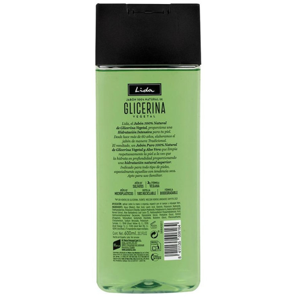 Lida Jabón 100% Natural Glicerina Y Aloe Vera 600Ml