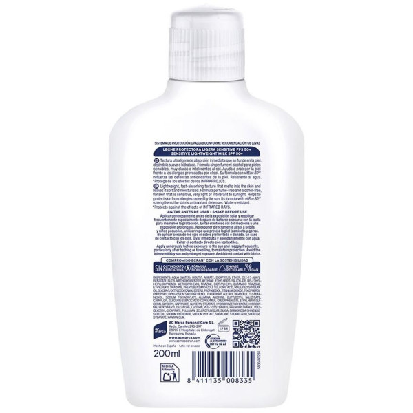 Ecran Sunnique Sensitive Leche Spf50+ 200 Ml