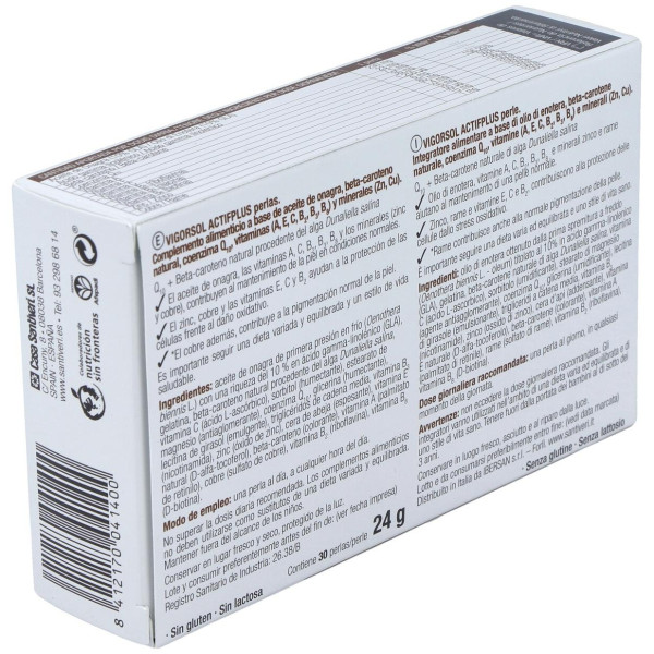 Santiveri Vigorsol Active Plus Para Activar El Bronceado 30 Perlas