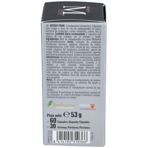 Weider Prime Testosterona Hombre 60Cap.