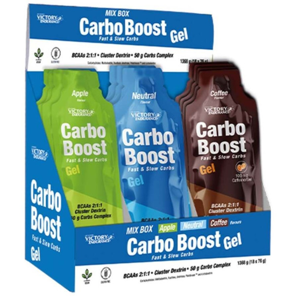 Weider Mix Box Carbo Boost Gel Manzana Neutro Café 18Uds