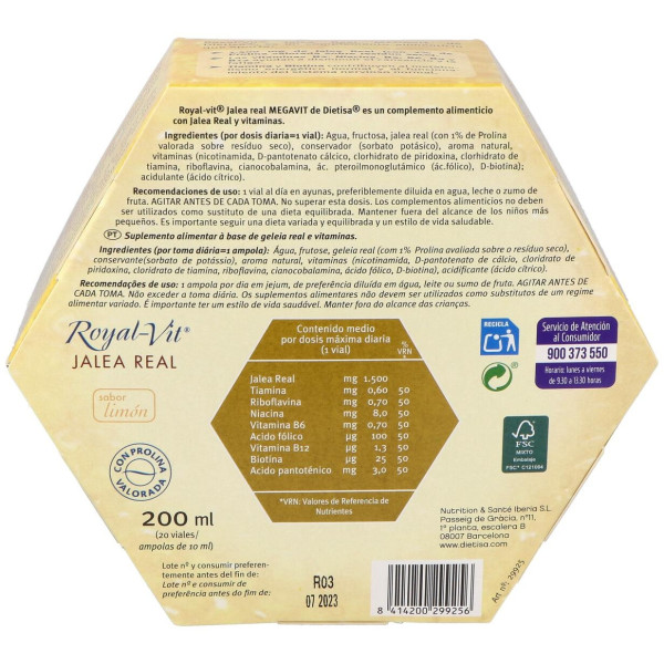 Dietisa Jalea Real Royalvit Mega-Total 20 Viales