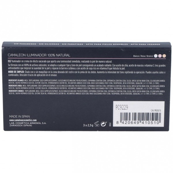 Camaleon Iluminador 100% Natural Crema Paleta 3 Colores