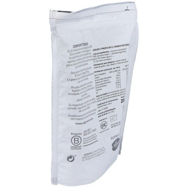 Curcuma Y Pimienta Superalimento Bio 200Gr.