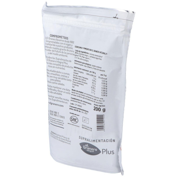 Curcuma Y Pimienta Superalimento Bio 200Gr.