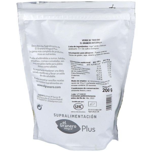 Verde De Trigo Superalimento Bio 200Gr.