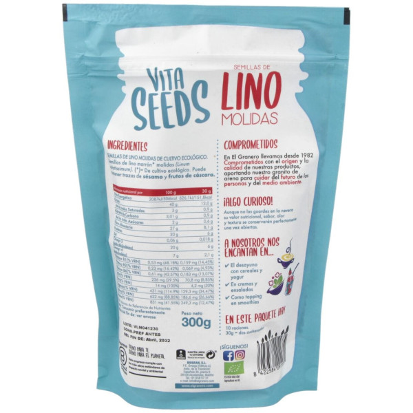 El Ganero Integal Lino Molido Vitaseeds Bio 300 G