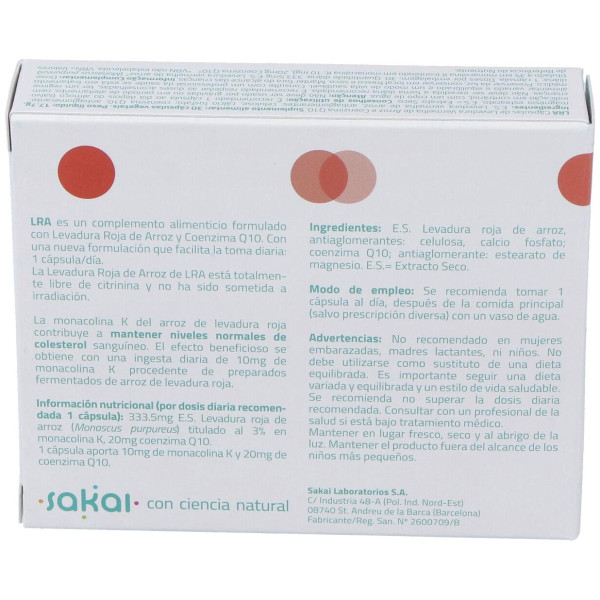 Lra Levadura Roja De Arroz + Q10 30Cap.