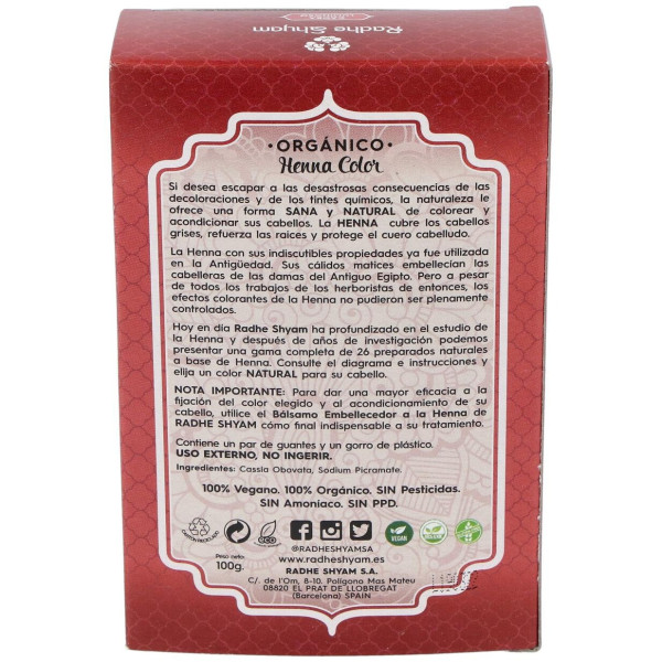 Radhe Shyam Henna Caoba Luminoso Polvo 100G