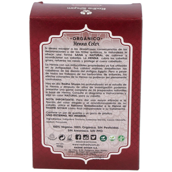 Radhe Shyam Henna Castaño Caoba Polvo