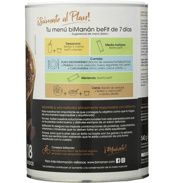Bimanan Befit Proteina Batido (18 Batidos 540 G Sabor Chocolate)