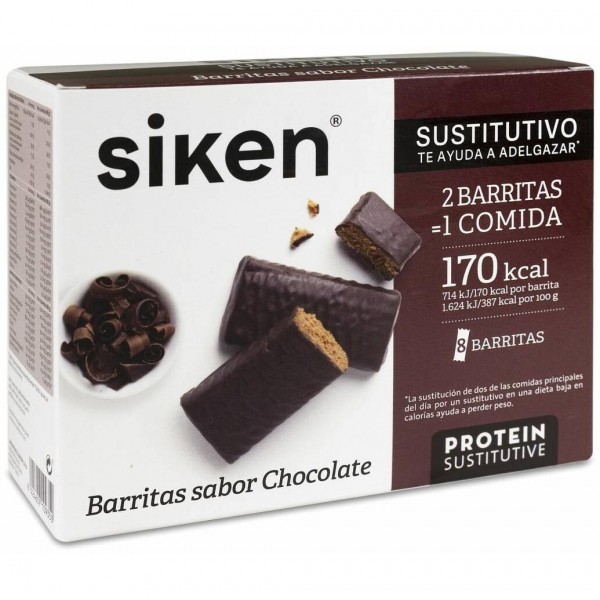 Siken Barritas Sustitutivas Sabor Chocolate, 8 Uds