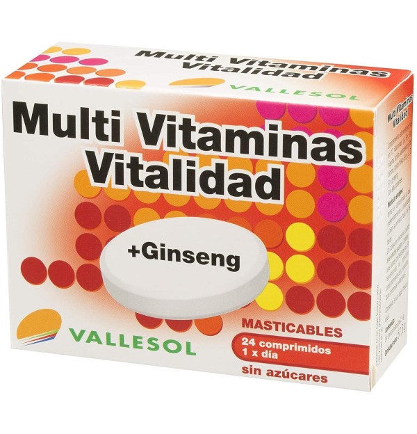 Vallesol Multivit Vitalidad + Ginseng (24 Comprimidos Masticables)