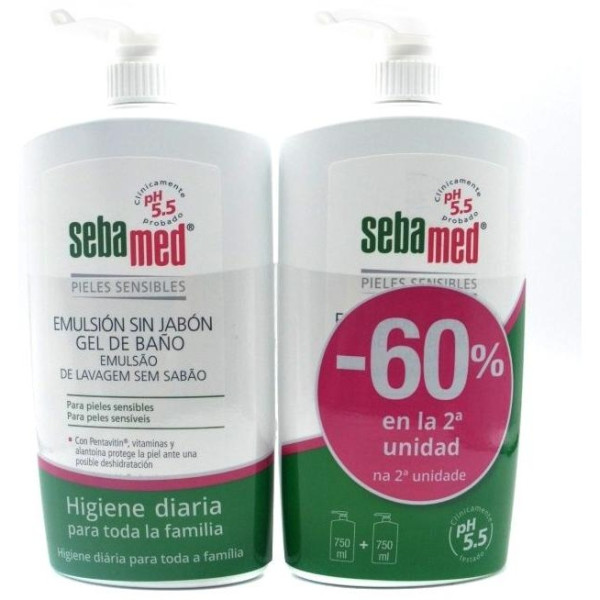 Emulsión Sin Jabón Gel De Baño 2 X 750 Ml