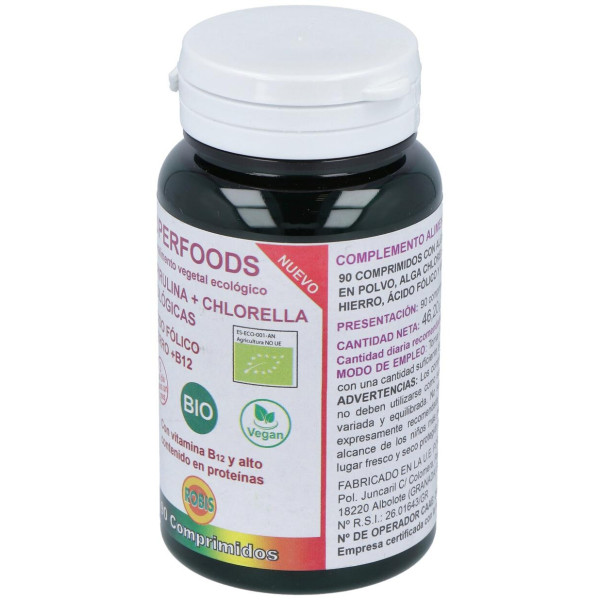 Robis Espirulina+Chlorella +Acido Folico+Hierro+B12 90Comp