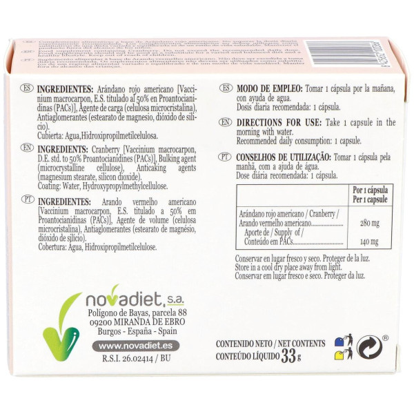 Novadiet Cisnova Plus Para Evitar La Cistitis 60 Cápsulas