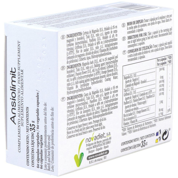 Novadiet Ansiolimit 60 Cápsulas