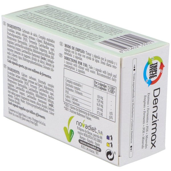 Novadiet Denzimax Con Probióticos Y Enzimas Digestivas En Cápsulas
