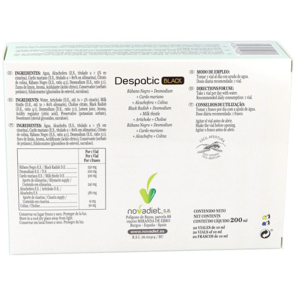 Novadiet Despatic Black 20 Ampollas De 10Ml