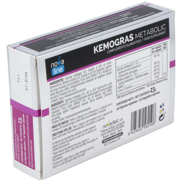 Novadiet Kemogras Metabolic 30 Cápsulas Vegetales