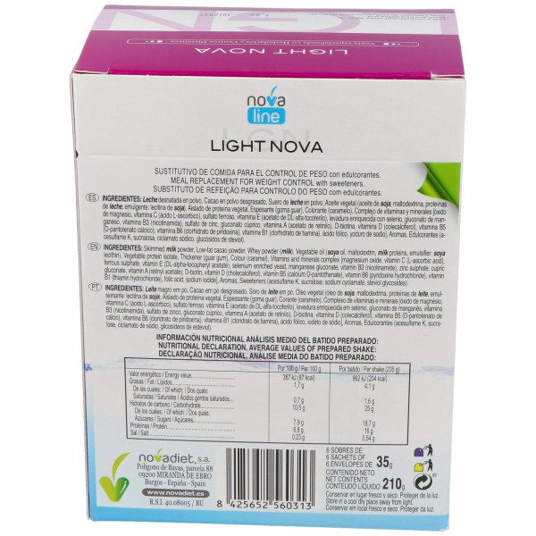 Light Nova Sustitutivo De Una Comida Control Peso Sabor Chocolat