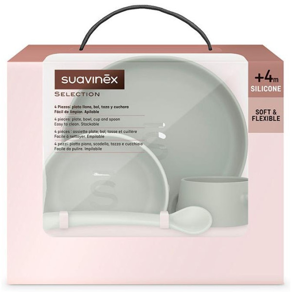 Suavinex Vajilla Silicona Soft Y Flexible Mint 4Uds