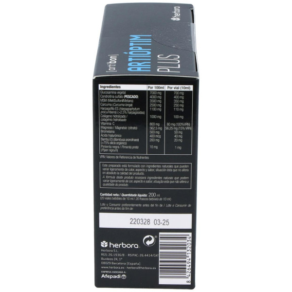 Herbora Artioptim Plus 20 Ampollas Beb