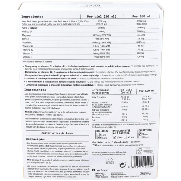 Normonerv Jalea Real Alegría Herbora 20 Viales