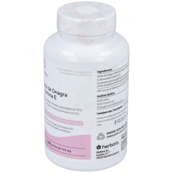 Dama Aceite De Onagra Y Vitamina E 180 Perlas