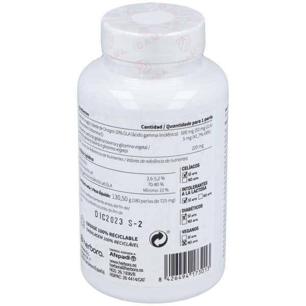 Dama Aceite De Onagra Y Vitamina E 180 Perlas