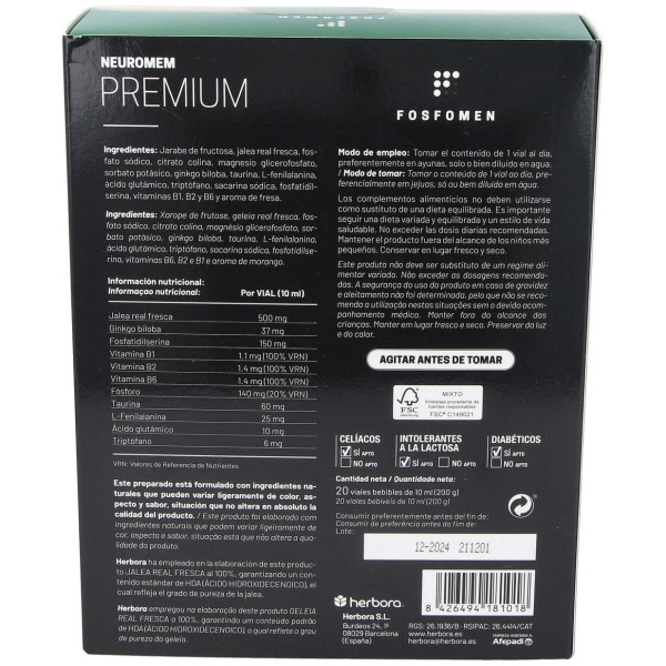 Herbora Neuromen Premium 20 Ampollas
