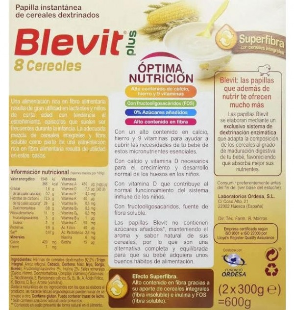 Blevit Plus Superfibra 8 Cereales (1 Envase 600 G)