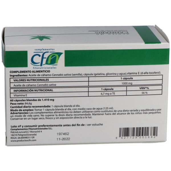 Aceite De Cannabis 1000Mg. 60Cap.Blandas