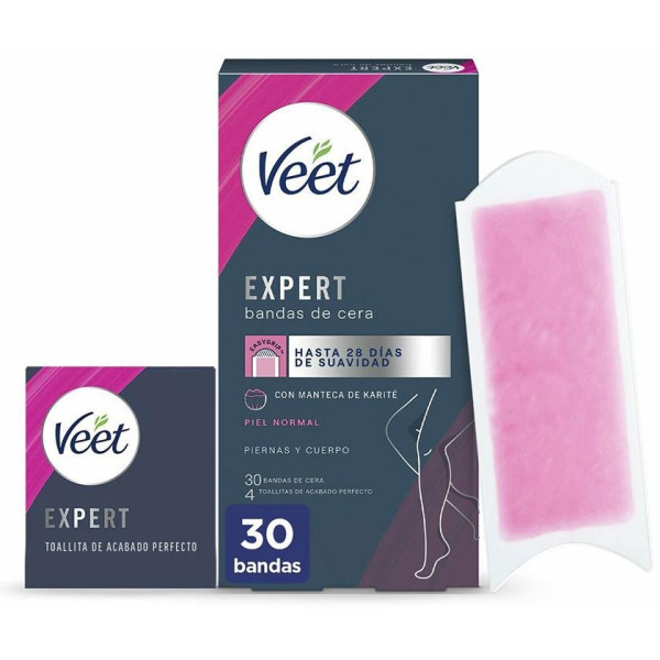 Veet Expert Bandas De Cera Depilatoria Piernas Y Cuerpo Piel Normal 30Uds