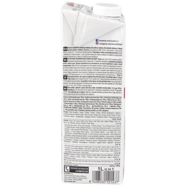 Ecomil Bebida De Coco Nature 1Lt 6Uds. Bio S/A