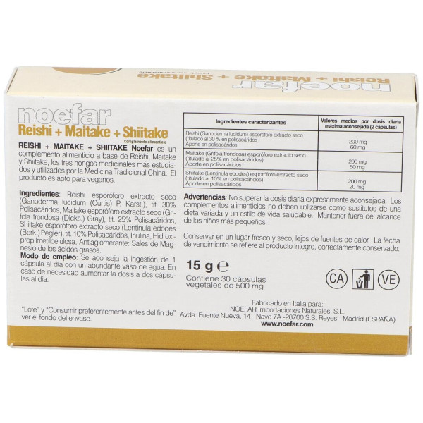 Noefar Reishi Maitake Shitake 30Caps