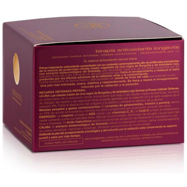 Atashi® Antioxidante Crema Hidratante Regenerante Longévité Spf15 50Ml