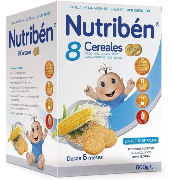 Nutriben Papilla 8 Cereales Galletas Maria, 600 G.  -Alter