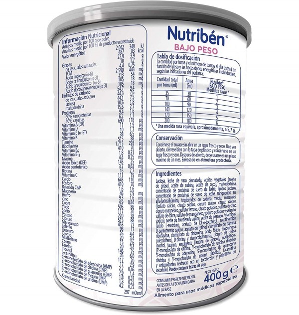 Nutriben Leche Rn Bajo Peso, 400 G. - Alter