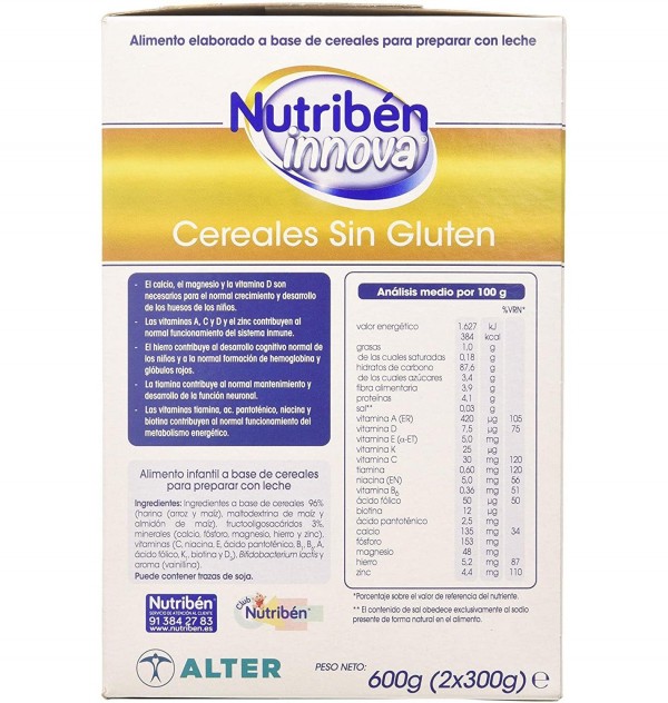 Nutriben Innova Cereales Sin Gluten, 600 G. - Alter